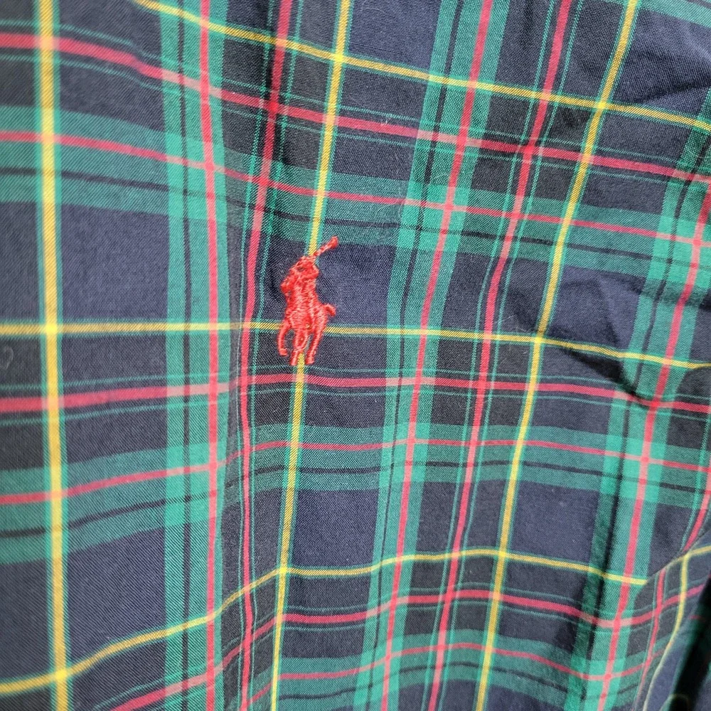 Ralph Lauren Large 14-16 Plaid Button Down Long Sleeve‎ Red Green Yellow Navy - Picture 8 of 8